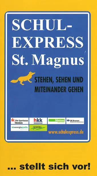Auf dem Bild ist der Flyer des Schulexpress zu sehen.