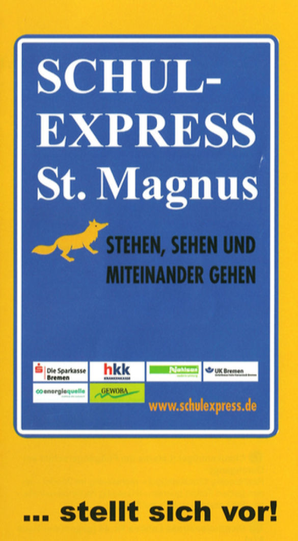 Auf dem Bild ist der Flyer des Schulexpress zu sehen.