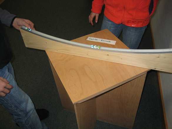 Auf dem Bild ist der Galilei-Versuch zu sehen.