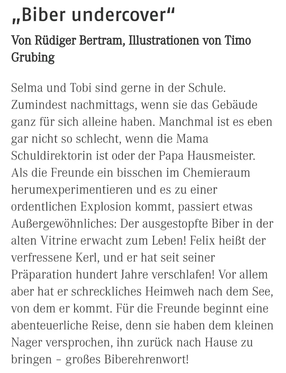 Inhaltsangabe Biber undercover
